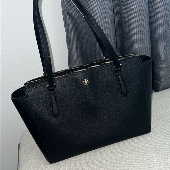 Tory Burch Small Black Leather Tote Bag - Picture 7 of 9